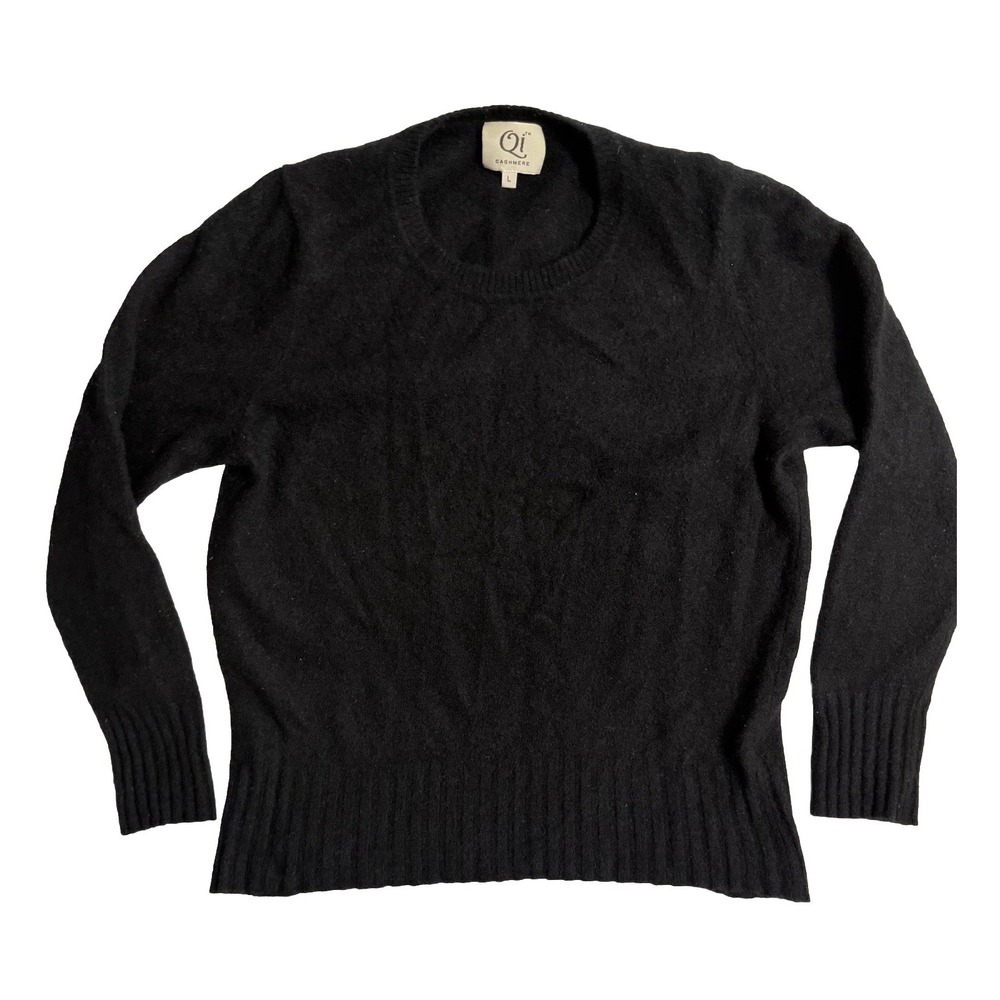 QÍ Cashmere Black Crewneck Pullover Sweater Youth Size Large